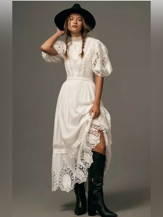Forever That Girl Dresses & Skirts - NEW | Forever That Girl Anthropologie Mock-Neck Lace Maxi Dress Sz: L Petite